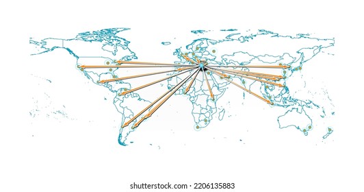 Mapa conceptual de Grecia vectorial, mapa conceptual de exportaciones para Grecia sobre fondo blanco adecuado para conceptos de exportación. El archivo es adecuado para la edición digital y para las impresiones de todos los tamaños.