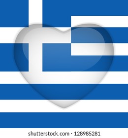 Vector - Greece Flag Heart Glossy Button
