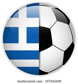 Vector - Greece Flag with Soccer Ball Background