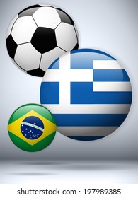 Vector - Greece Flag with Soccer Ball Background