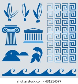 Vector Greece graphics icons and symbols