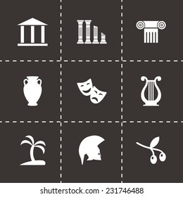 Vector greece icon set on black background