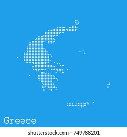 Vector Greece map silhouette dotted on blue background