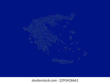 Vector Greece map for technology or innovation or it concepts. Minimalist country border filled with 1s and 0s. File is suitable for digital editing and prints of all sizes.