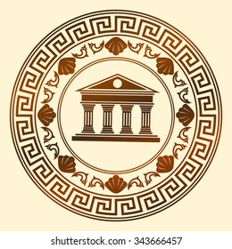 Vector Greece ornament  Temple the Olympian gods and columns   graphic elements 