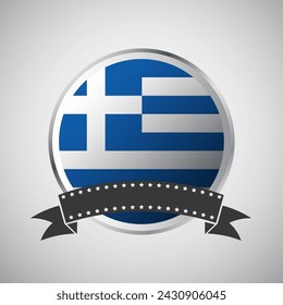 Vector Greece Round Flag Banner Vector Illustration