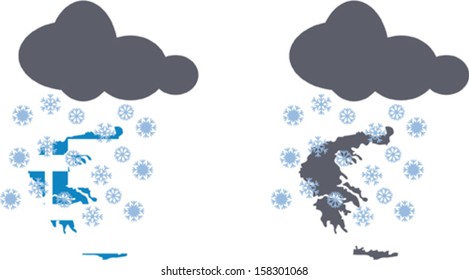 Vector Greece and snow 