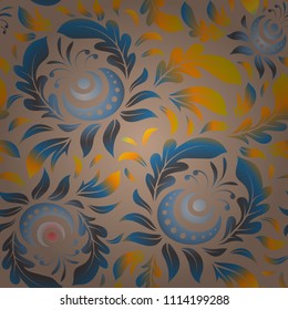 Vector greed and vignette seamless pattern for design. Elements in Victorian style. Ornate decor for invitations, greeting cards, thank you message in pink, blue and yellow colors.