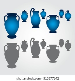Vector Greek ancient amphora icons