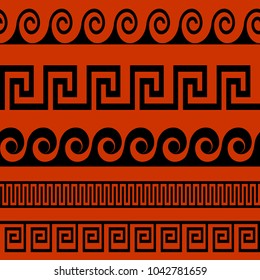 vector greek black and red antique seamless pattern