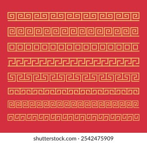 
 vector greek border seamless pattern chinese new year element set