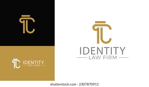 Vector greek column letter C logo design for lawyer business identity.