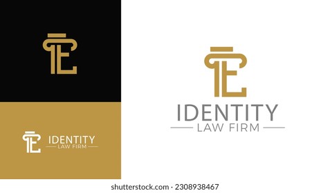 Vector greek column letter E logo design for lawyer business identity.