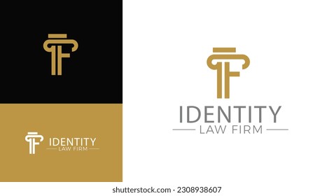Vector greek column letter F logo design for lawyer business identity.