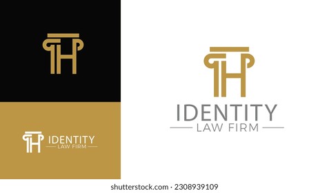 Vector greek column letter H logo design for lawyer business identity.