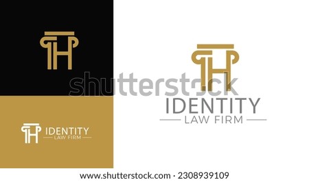 Vector greek column letter H logo design for lawyer business identity.