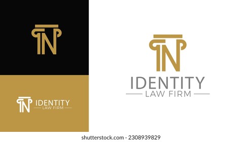 Vector greek column letter N logo design for lawyer business identity.