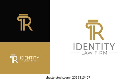 Vector greek column letter R logo design for lawyer business identity.