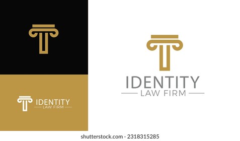 Vector greek column letter T logo design for lawyer business identity.