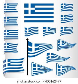 Vector Greek Flag Set