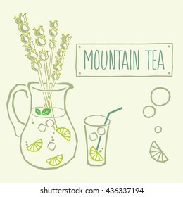 Vector Greek mountain tea illustration