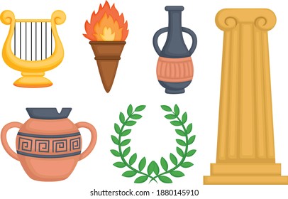 A vector of Greek Object and Pottery 