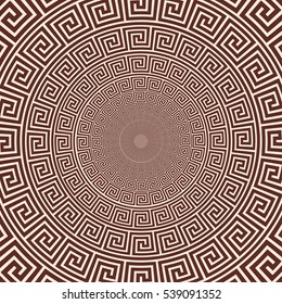 Vector Greek Style Background. Circular Ornament. Brown Pattern On A Beige Background.