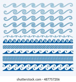 Vector Greek Wave And Meander Decorative Elements Set