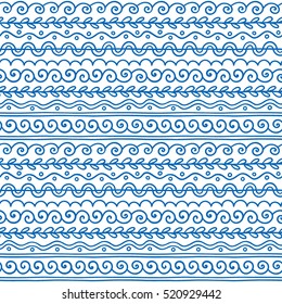 Vector Greek Wave And Meander Decorative Elements Set. Traditional Seamless Vintage Ornate Elements With Greek Patterns, Meander. Seamless Vector Ornament.