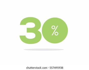Vector green 30% text on air with shadow.
