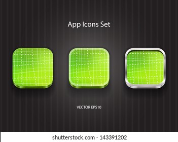 Vector green 3d square app icons set
