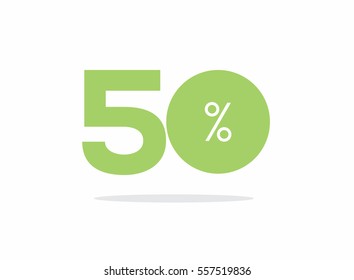 Vector green 50% text on air with shadow.