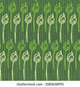 Vektor grüne abstrakte Kunst lotus fllower bud Streifen 03 Wiederholung Muster. Geeignet für Textilien, Geschenkverpackungen und Tapeten.