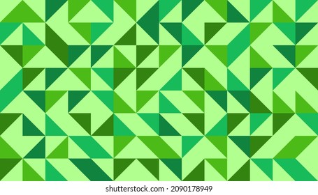 Vector green abstract background. Composition made with random triangles. Graphic design for print, textile, paper, fabric, decoration. Mural with green gradient colors. Vector illustration EPS 10.