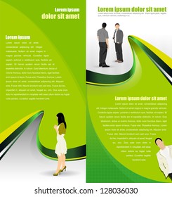 Vector green abstract background with people for a brochure or flyer