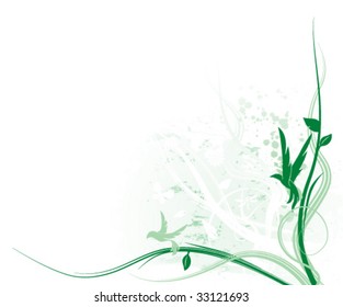 Vector green abstract floral background