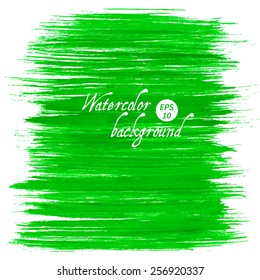 Vector green abstract hand drawn watercolor background for your design