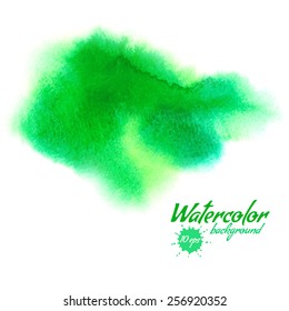 Vector green abstract hand drawn watercolor background for your design