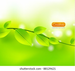 Vector green abstract leaves. Nature background