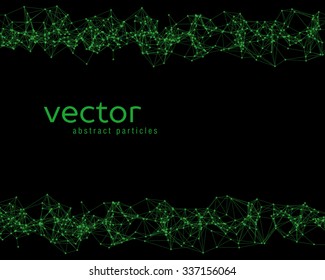 Vector green abstract particles on black background