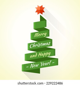 vector green abstract stripe Christmas tree