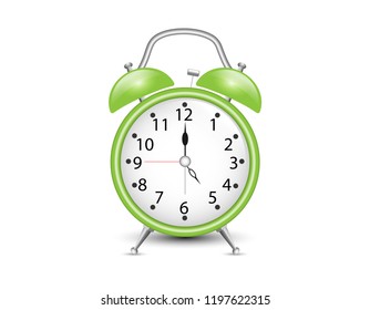 Vector of Green alarm clock on white background