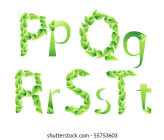 vector green alphabet.