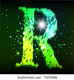 Vector green alphabet. Letter