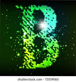 Vector green alphabet. Letter B