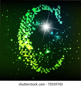 Vector green alphabet. Letter  C