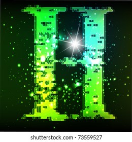 Vector green alphabet. Letter H