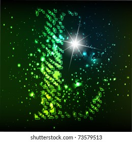 Vector green alphabet. Letter L