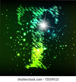 Vector green alphabet. Letter T