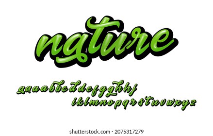 Alfabeto verde vectorial. Fuente orgánica moderna. Letras De Alfabeto Creativas. 